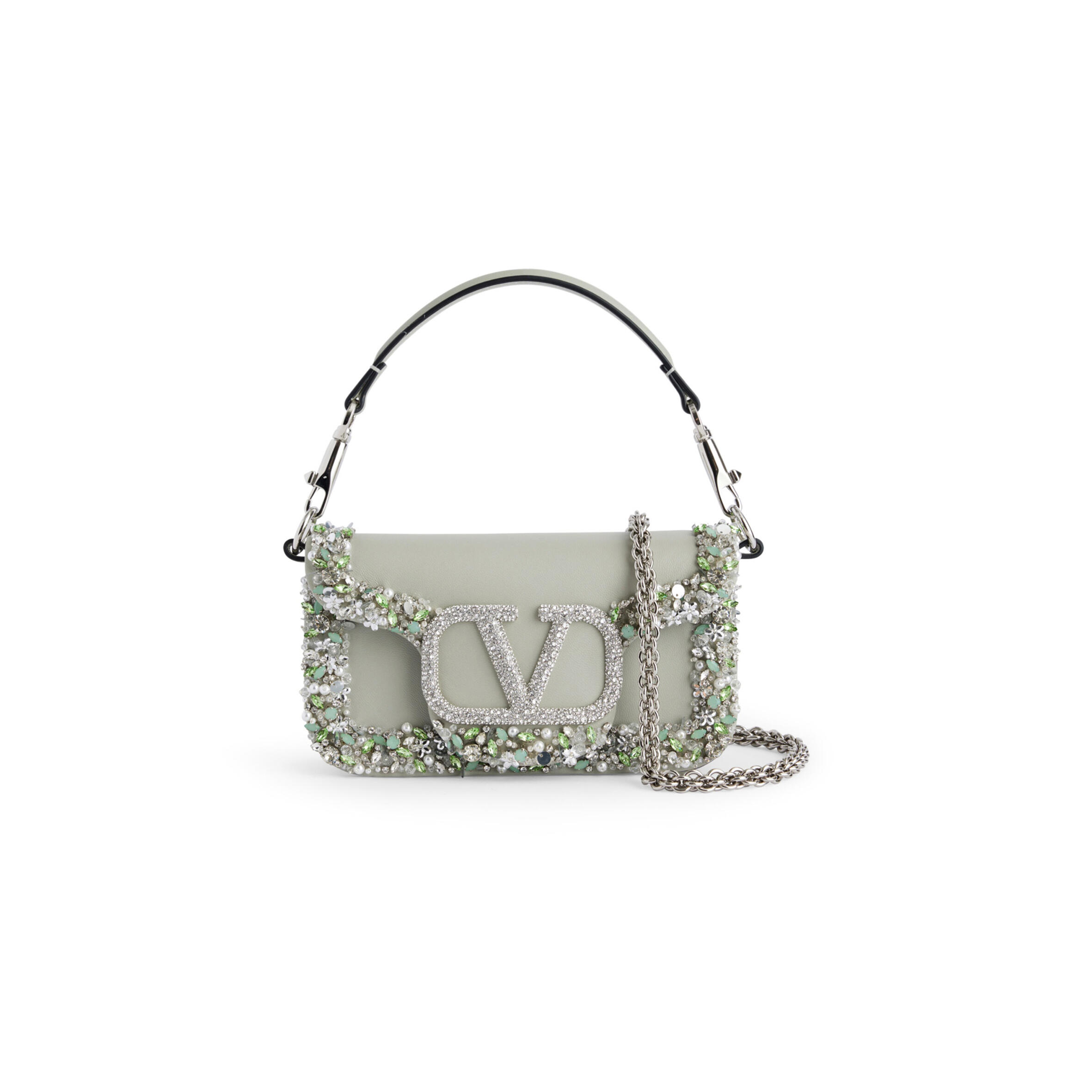 Va1e*ntin0 garavani locÒ small embellished leather shoulder bag 5w2b0n86nkg (20*10*6cm)